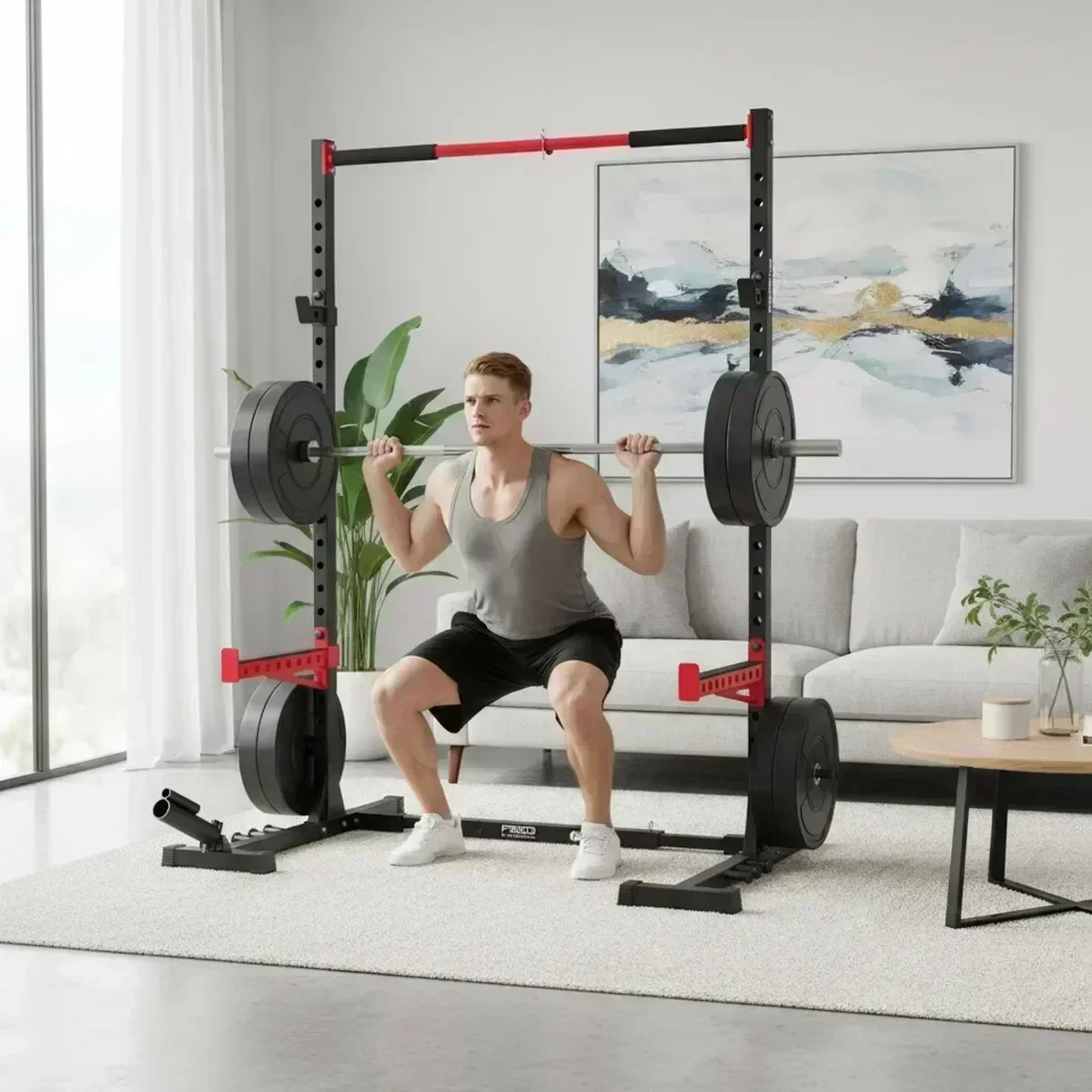 Pull Up Bar - Rack Regolabile per Squat da Casa